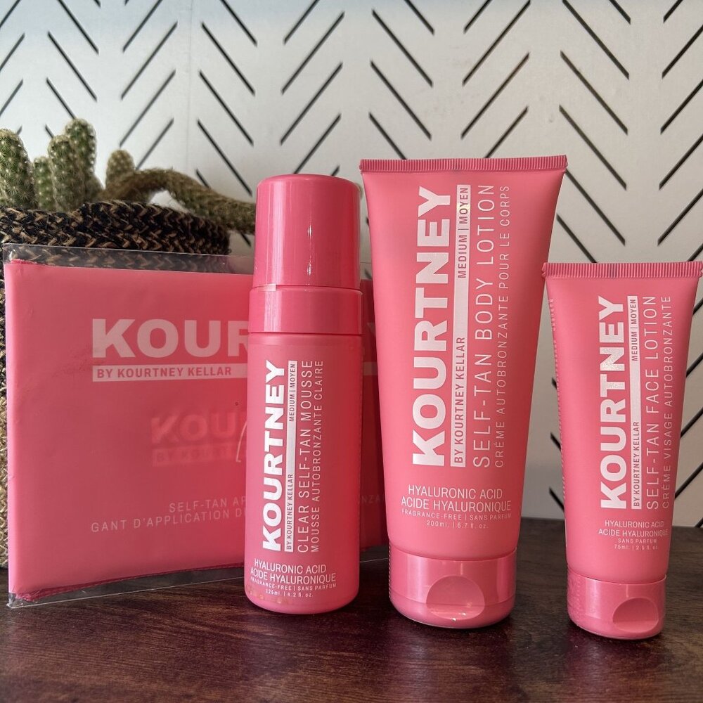 NEW Kourtney Kellar Self Tanning Bundle 4 Piece Tan Foam Body Face Lotion Medium